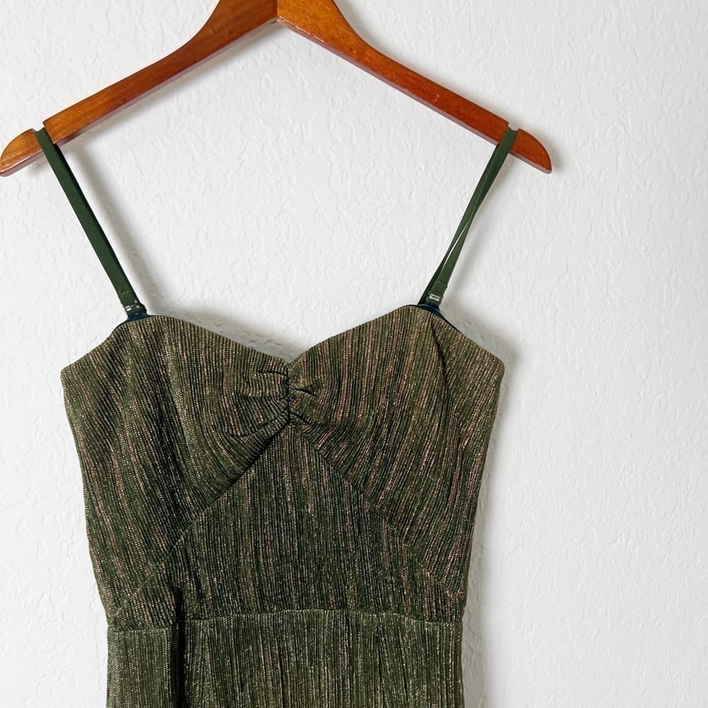 Dress The Population Gold and Green Metallic Midi Dress - Picture 2 of 8